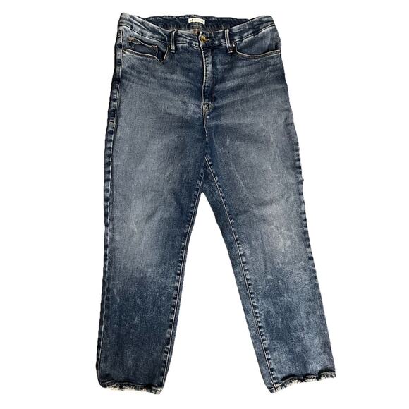 Good American Jeans Women's 16 Denim Hi Rise Straight Leg Distressed Hems - Picture 1 of 11